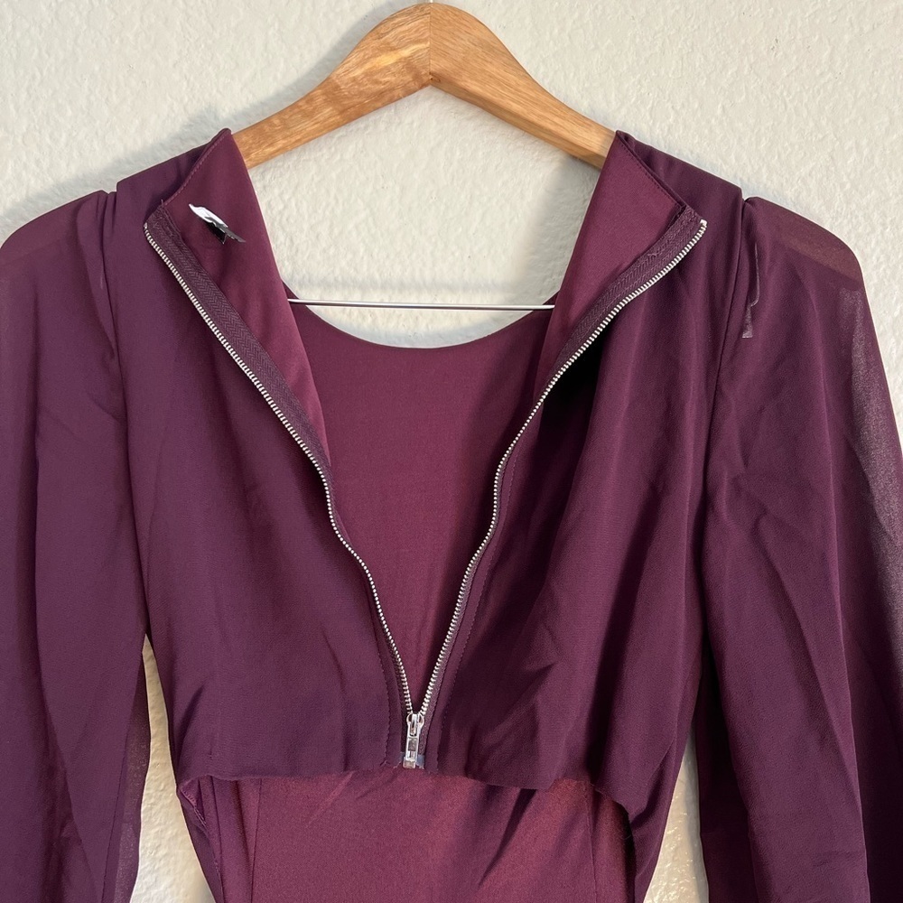 NWOT Garden Bliss Plum Purple Cutout Long Sleeve Tiered Maxi Dress - Picture 9 of 9